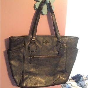 Coach Metallic Navy Shoulder Bag